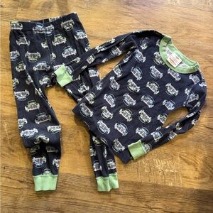 Hanna Andersson Green and Blue Pajama Set with car Design